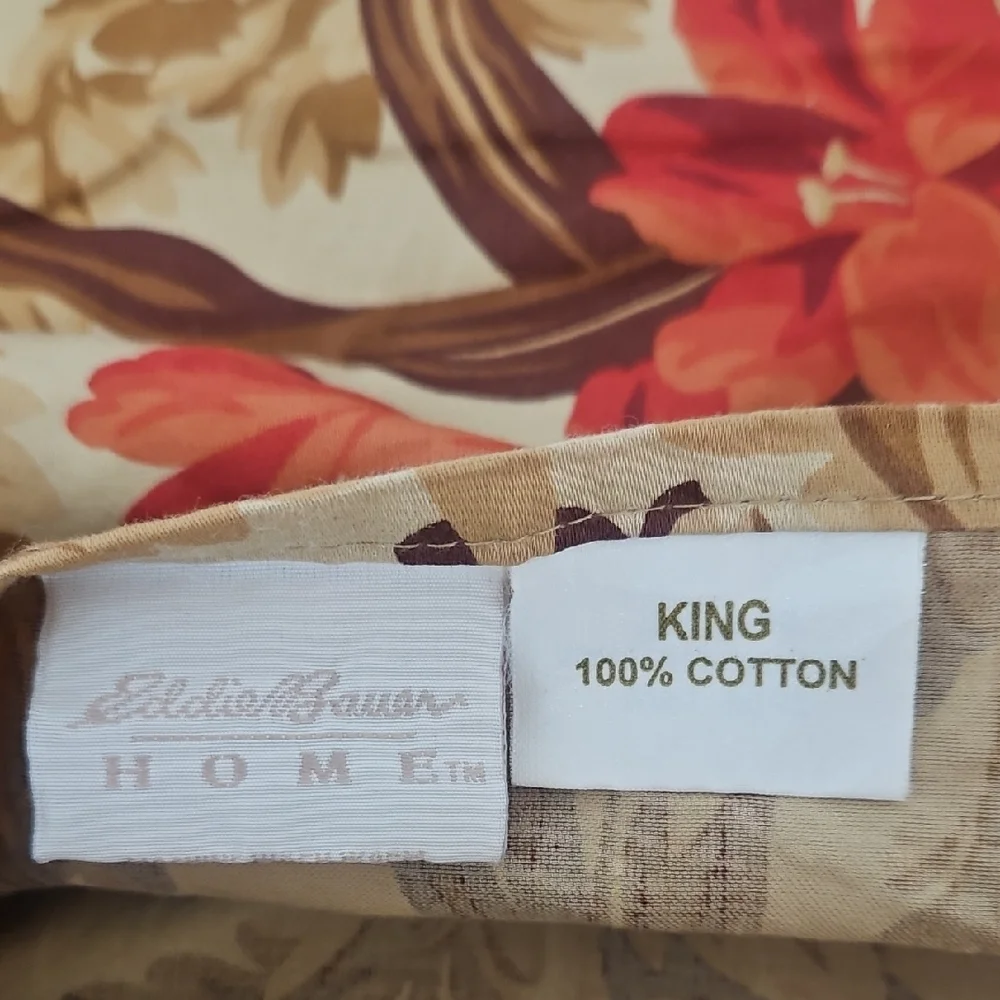 Eddie Bauer Home Red Brown Floral Cotton King Pillow Sham